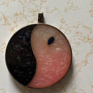 Vintage Celiane and acrylic Sterling silver pendant.